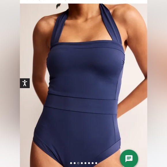 Boden Santorini Halterneck Swimsuit Sz 2R. French blue S18 - Picture 3 of 6